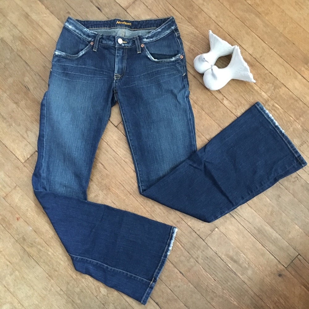 Hudson Distressed Boot-Cut Denim Jeans